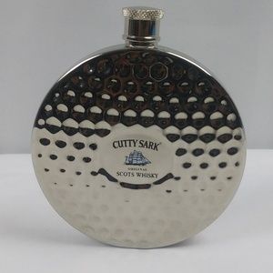 Cutty Sark Whiskey Flask Chrome Golf Ball Pattern